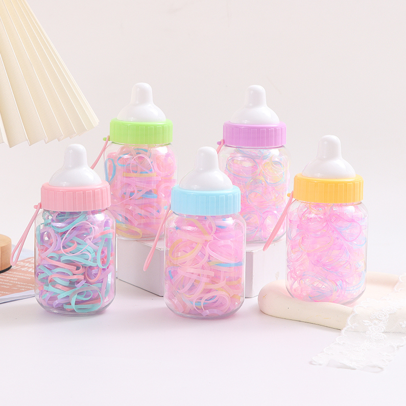 Baby bottle colored disposable rubber band