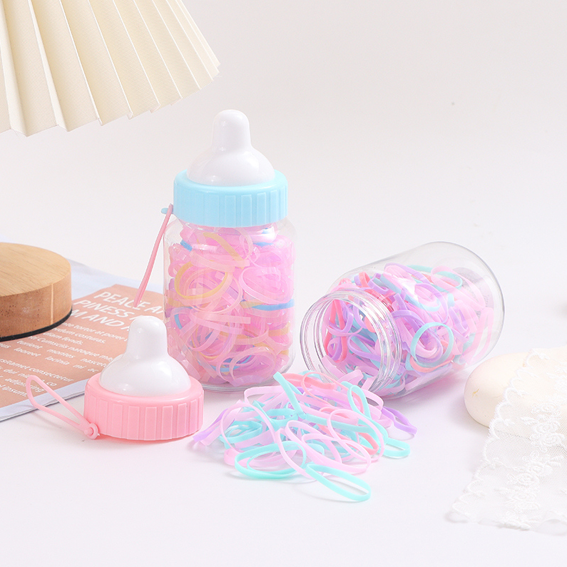 Baby bottle colored disposable rubber band