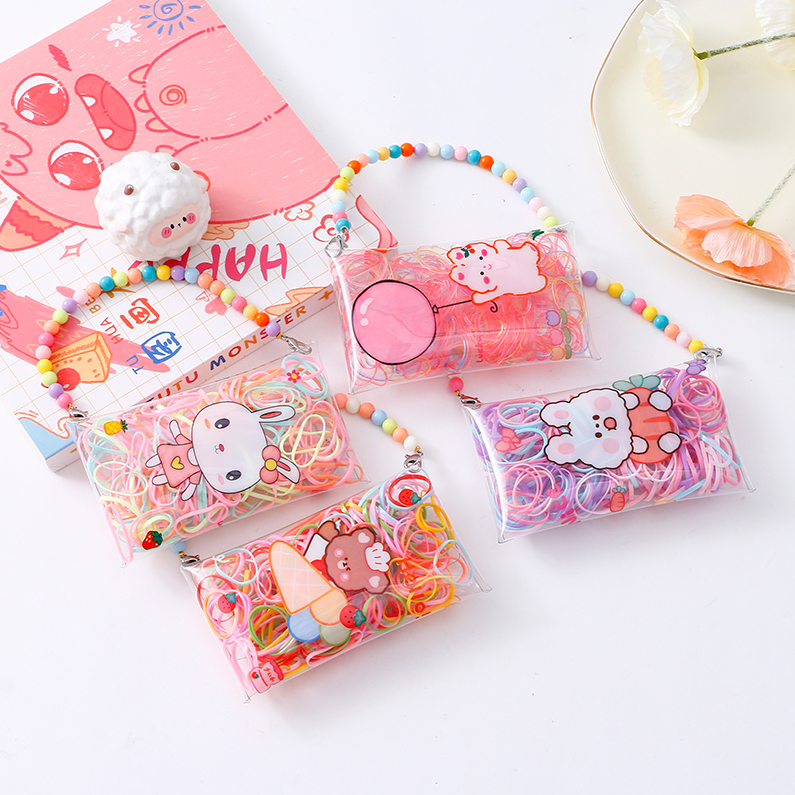 Portable PVC square bag color disposable rubber band