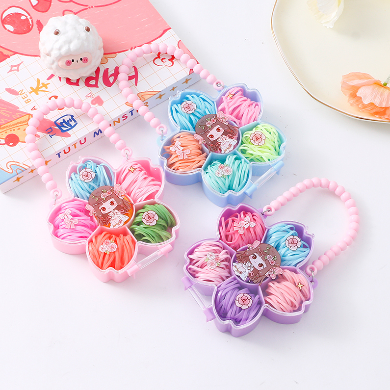 Portable small cherry blossom box color disposable rubber band