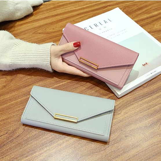 Retro Gold Buckle Long Purse for Women