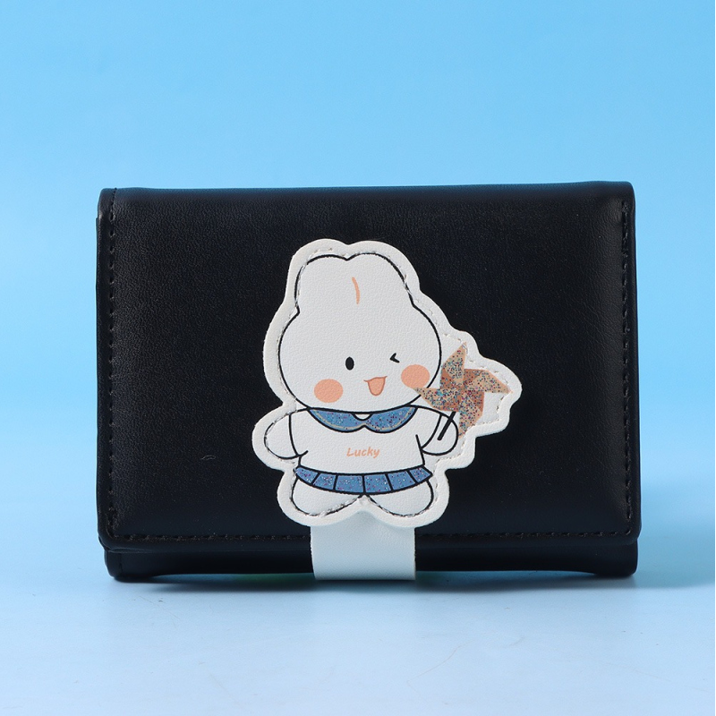 Cute Pinwheel Small White Rabbit Small Three Fold Women's Pu