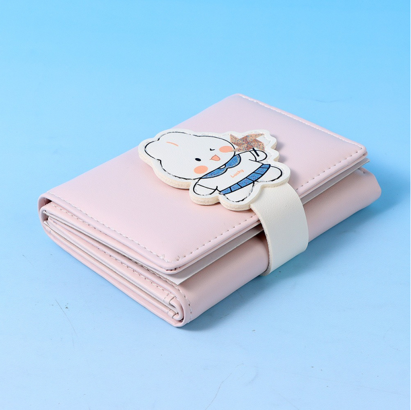 Cute Pinwheel Small White Rabbit Small Three Fold Women's Pu