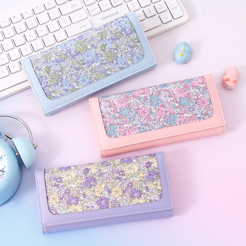 Floral Triple Fold Long Purse for Women (Mixed colors)