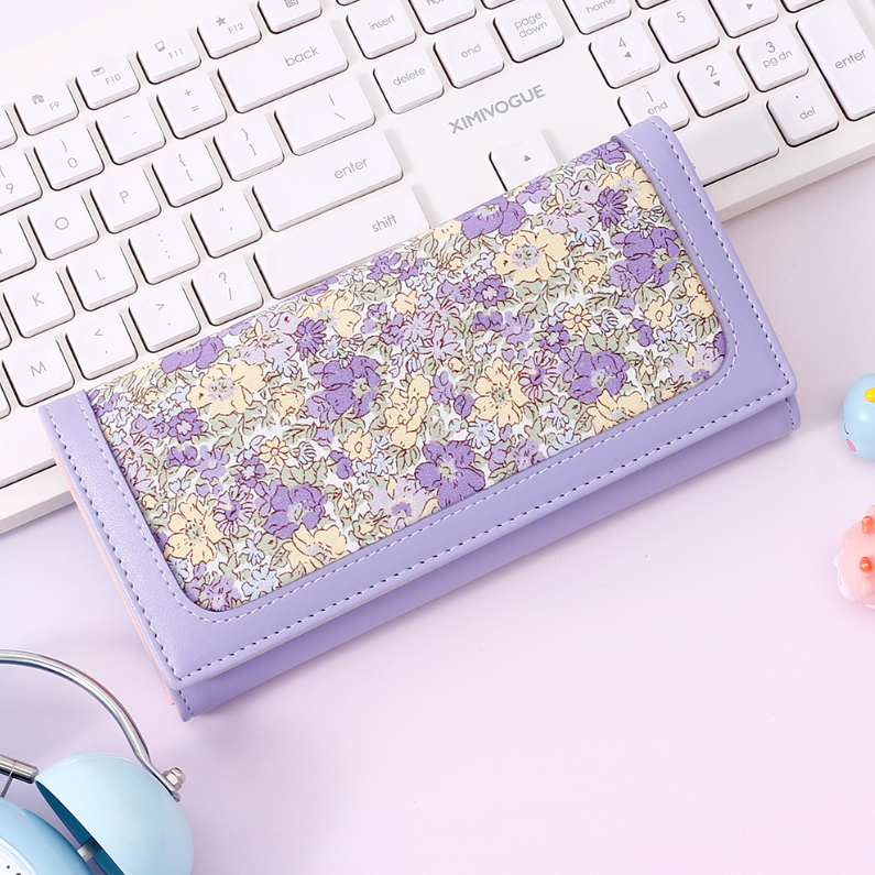 Floral Triple Fold Long Purse for Women (Mixed colors)