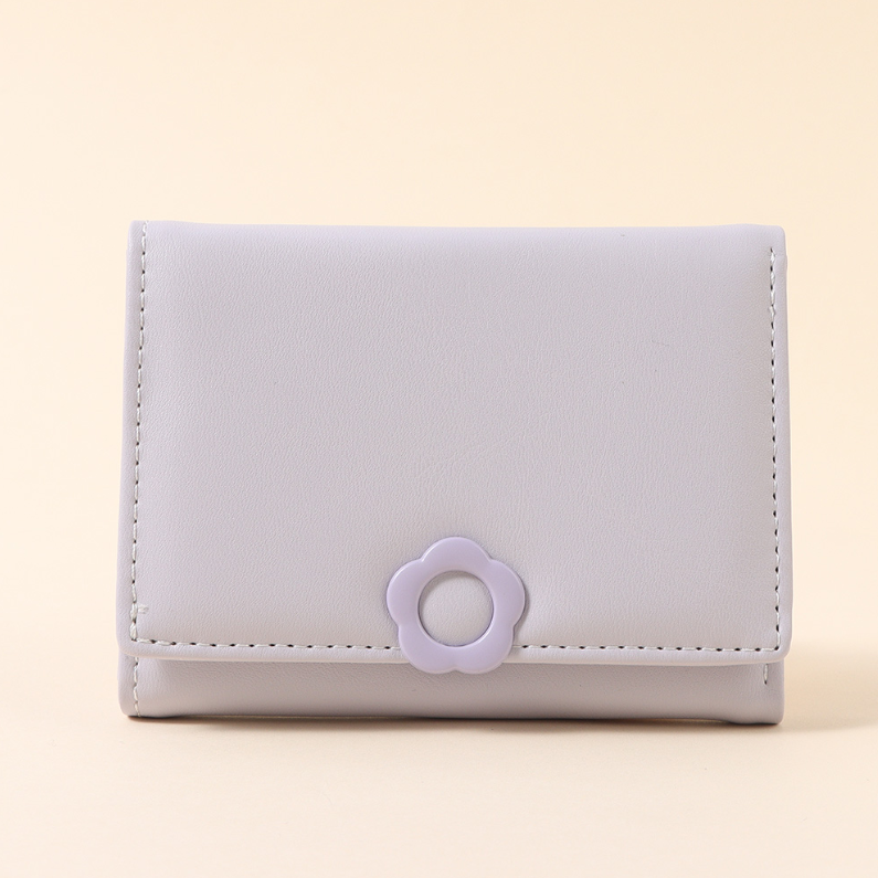 Elegant Floral Bag Buckle Small Triple Fold Women's Purse (M