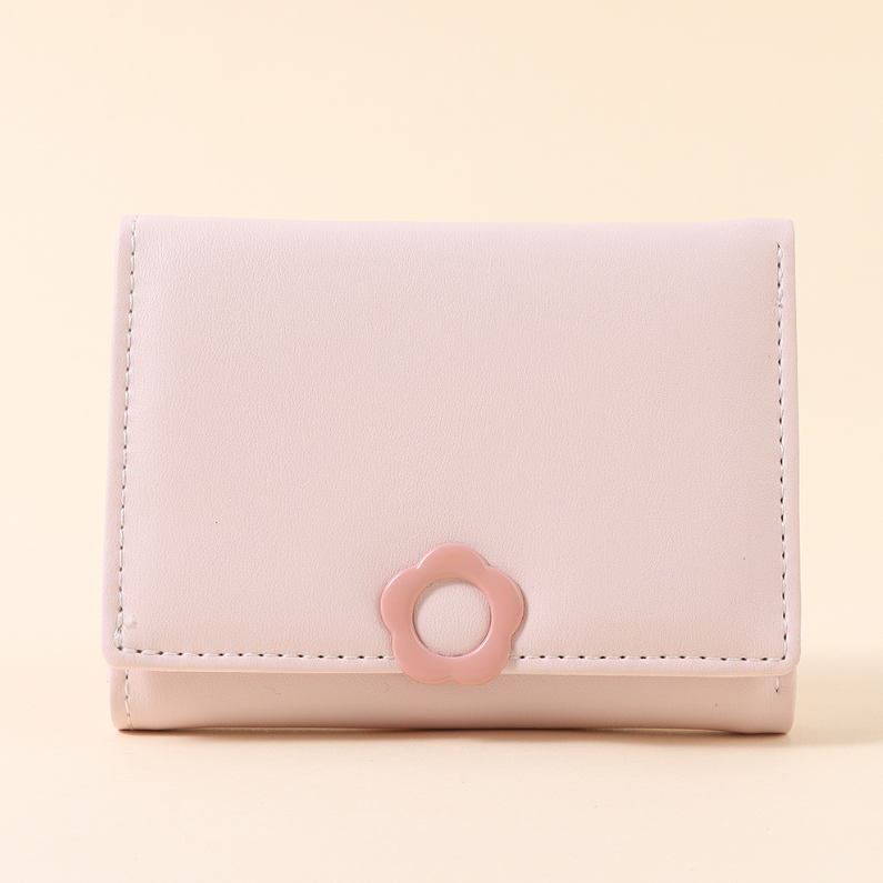 Elegant Floral Bag Buckle Small Triple Fold Women's Purse (M