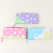Two-color series zipper long purse for women