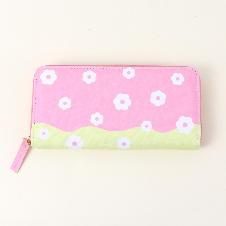 Two-color series zipper long purse for women
