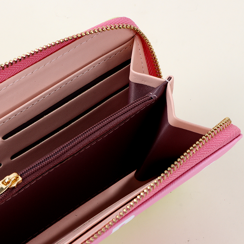 Two-color series zipper long purse for women