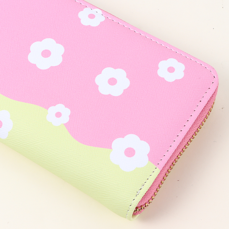 Two-color series zipper long purse for women