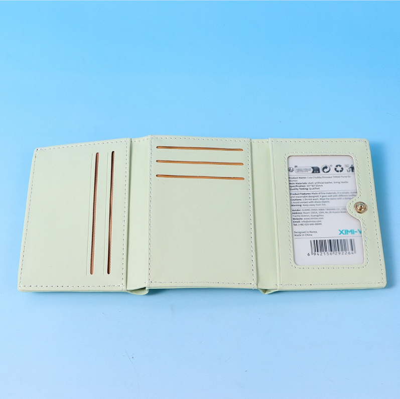 Cute Chubby Dinosaur Trifold Purse for Women