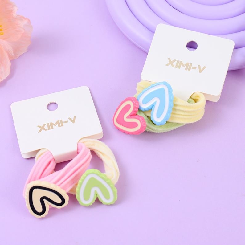Heart Pendant Terry Hair Ties 2PCS