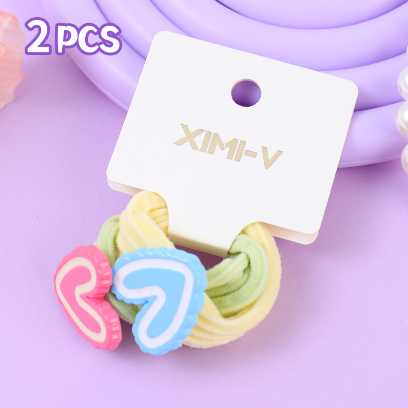Heart Pendant Terry Hair Ties 2PCS