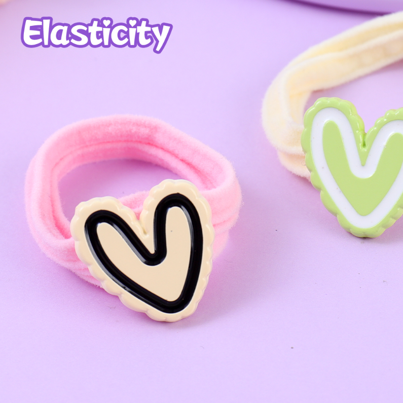 Heart Pendant Terry Hair Ties 2PCS