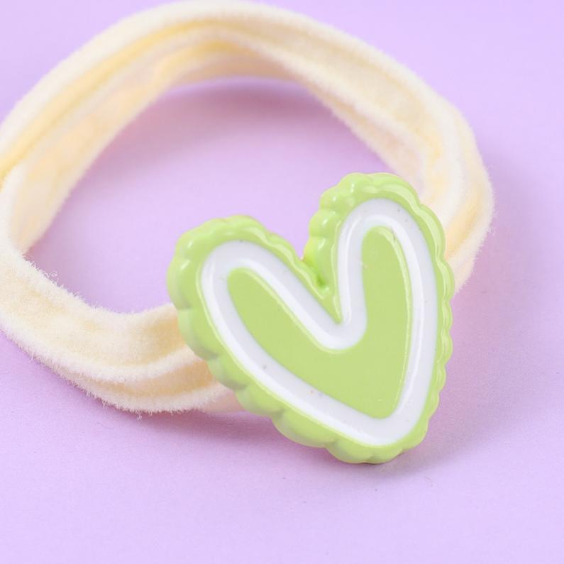 Heart Pendant Terry Hair Ties 2PCS