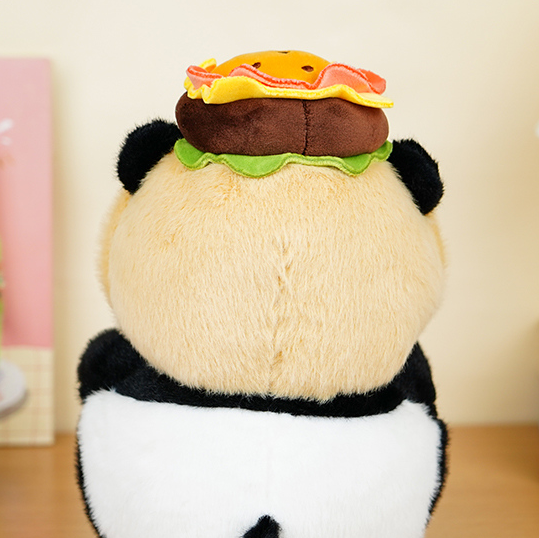 Burger Headgear Panda Stuffed Doll (M) (28cm) (Bobo)