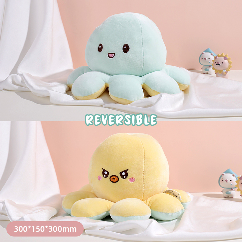 Funny Reversible Octopus Plush Doll (Yellow Green) (M)