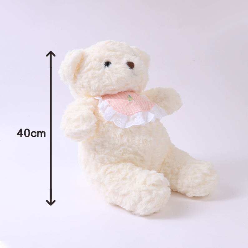 Bib Bear -40cm pink bib White Bear