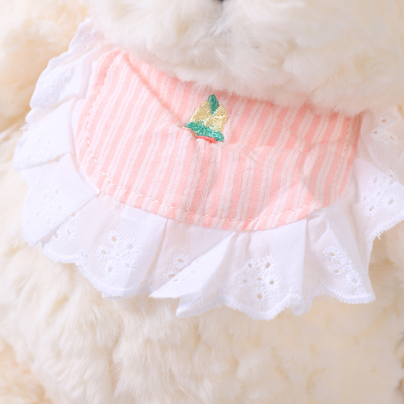 Bib Bear -40cm pink bib White Bear
