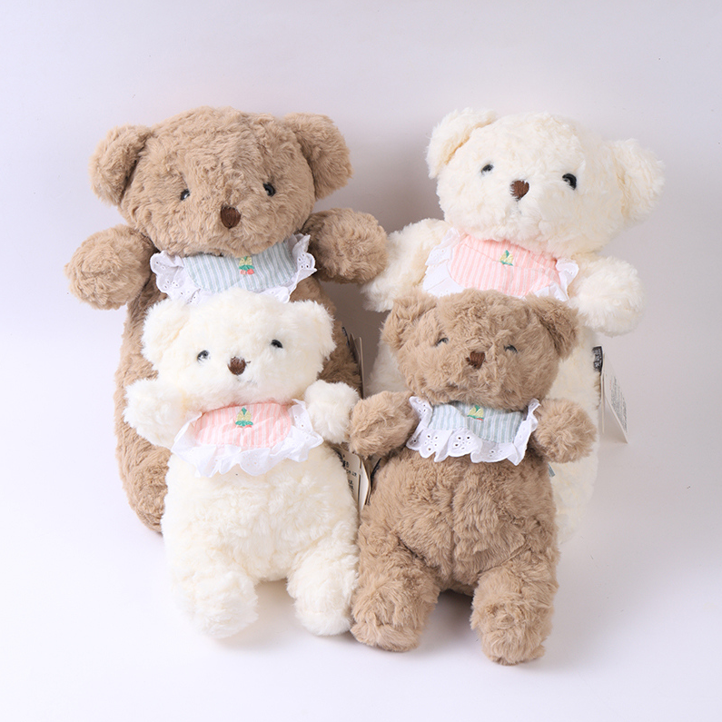 Bib Bear -40cm pink bib White Bear