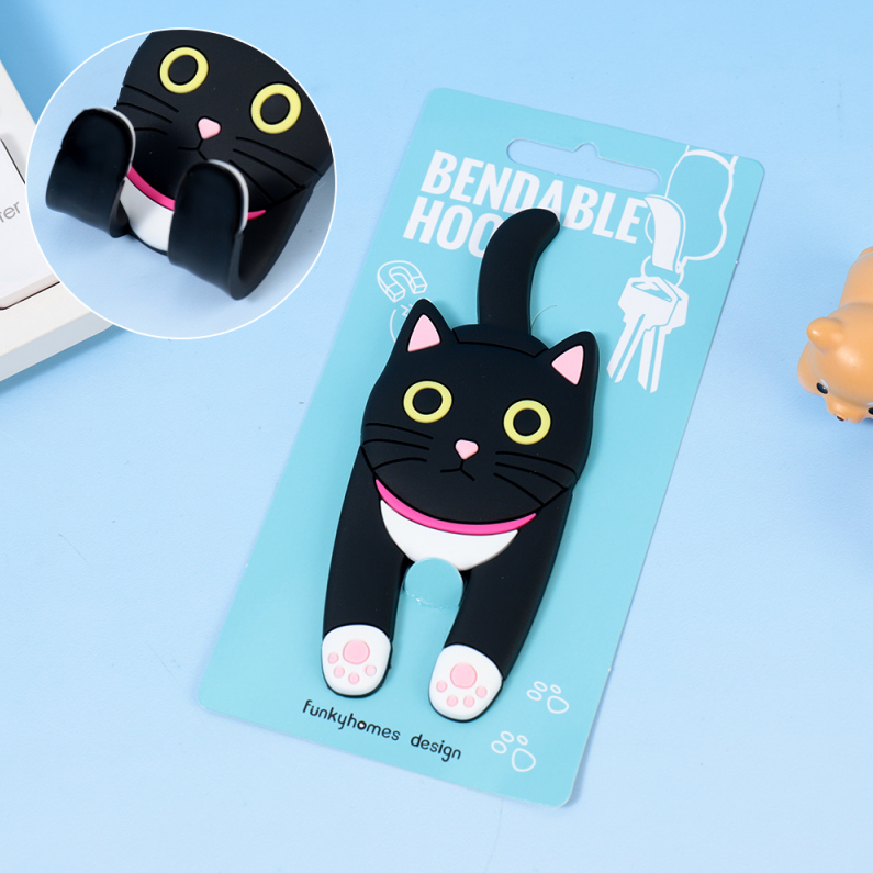 Cute Kitten Multi-functional Hook Fridge Magnet (Black Cat)