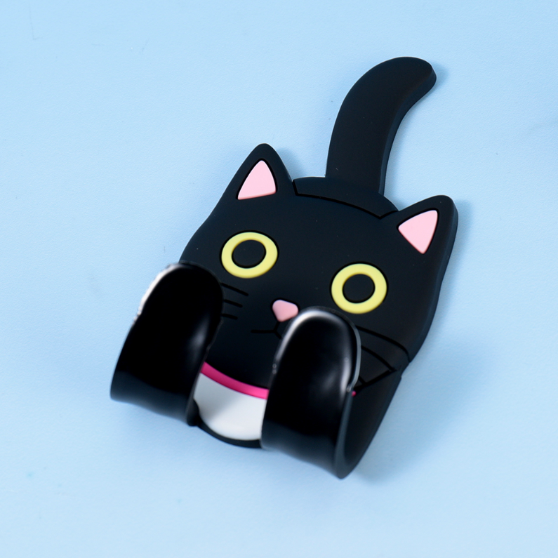 Cute Kitten Multi-functional Hook Fridge Magnet (Black Cat)
