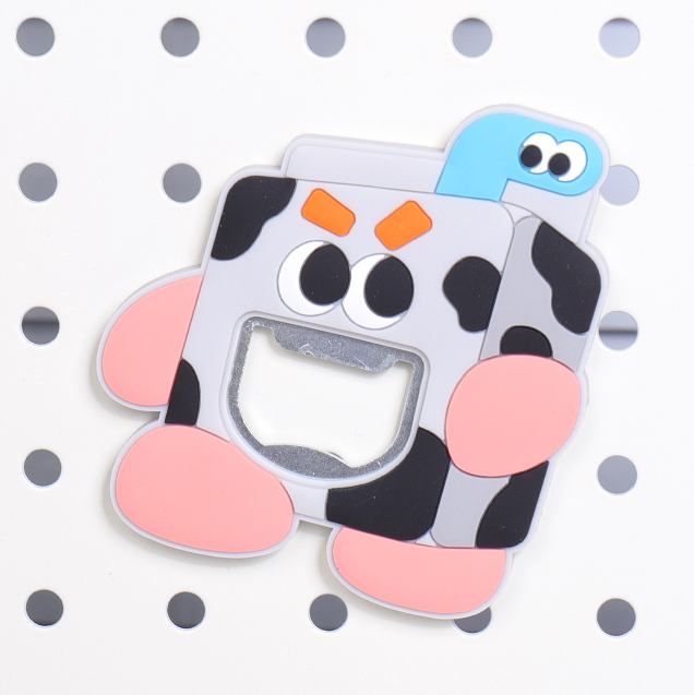 Cartoon Milk Bottle Opener Fridge Magnet (Gray)
