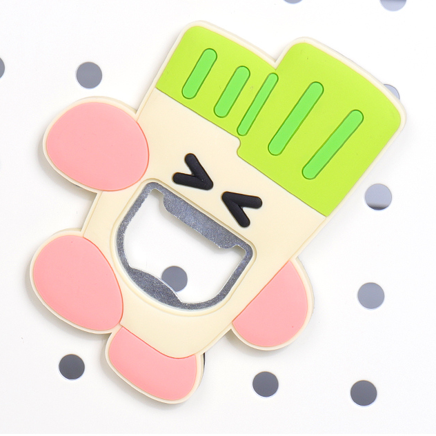 Cartoon Garlic Bottle Opener Fridge Magnet (White)
