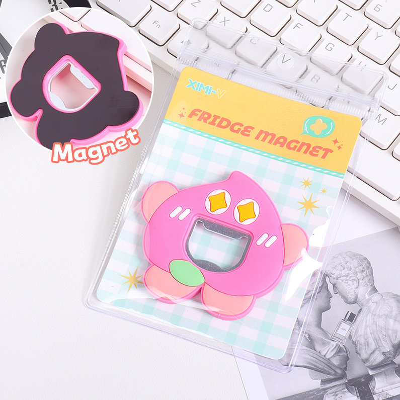 Cartoon Peach Bottle Opener Fridge Magnet (Pink)