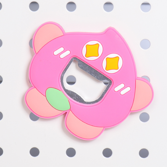 Cartoon Peach Bottle Opener Fridge Magnet (Pink)