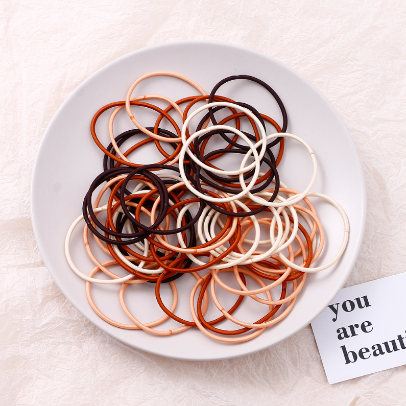 Milk coffee color seamless base rubber band 50 pieces