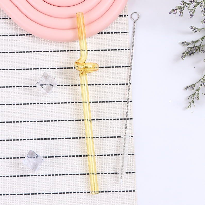 Round Solid color Glass Straw Set /3+1 (mixed)