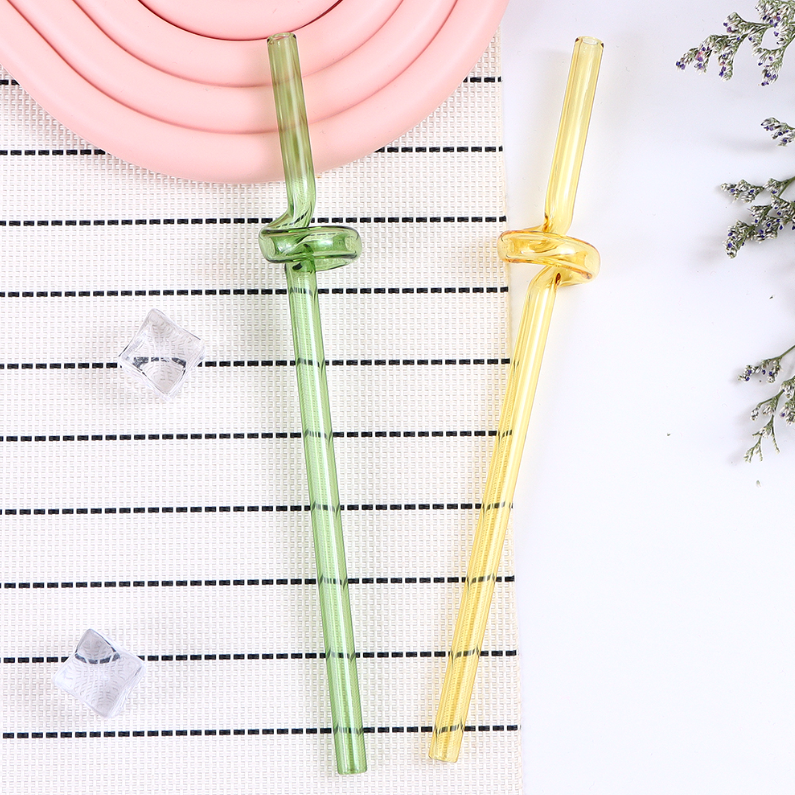 Round Solid color Glass Straw Set /3+1 (mixed)