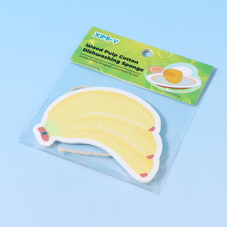 Wood Pulp Cotton Dishwashing Sponge (Banana)