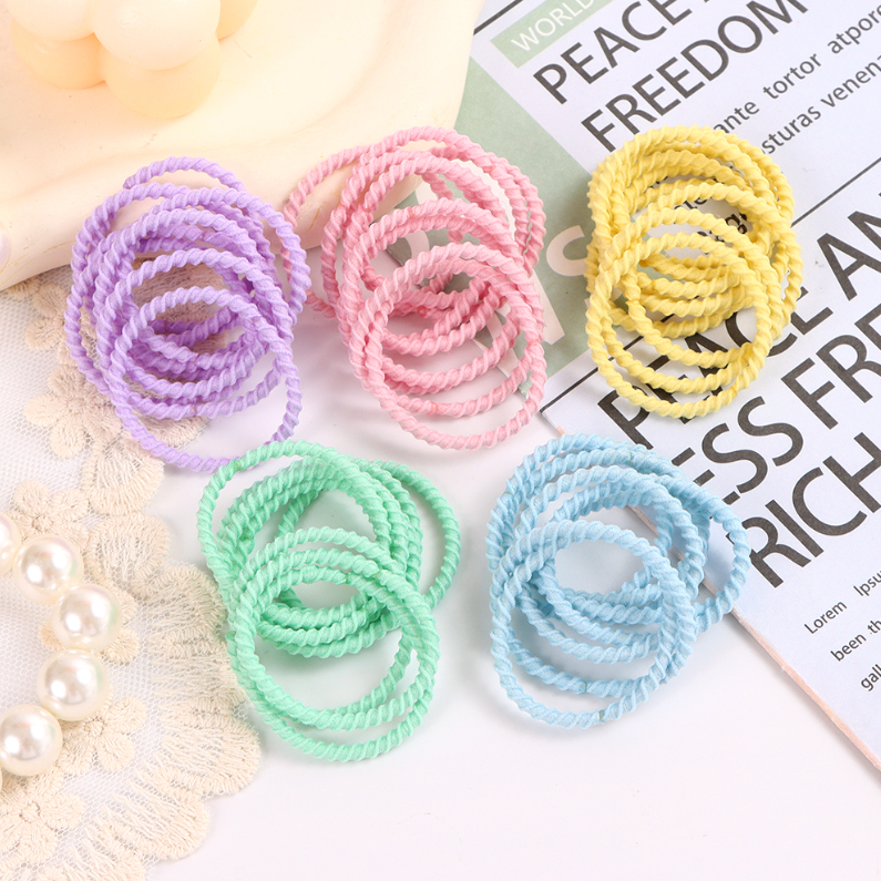 Macaron color fine spiral grain base rubber band 50 pieces