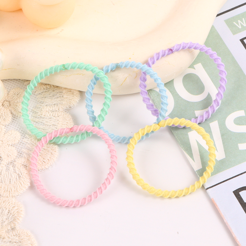 Macaron color fine spiral grain base rubber band 50 pieces