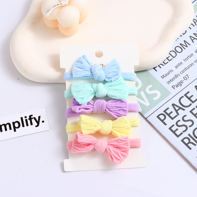 Assorted Colors Bowknot Terry Hair Ties 5PCS