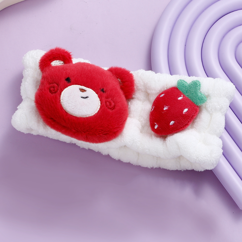 Raspberry Bear Cute Dry Hair Band (White)