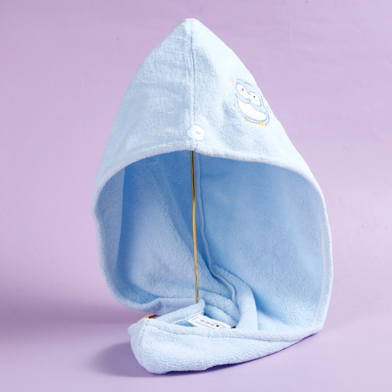 Dessert Series Embroidered Comfortable Hair Dryer Cap (Blue)