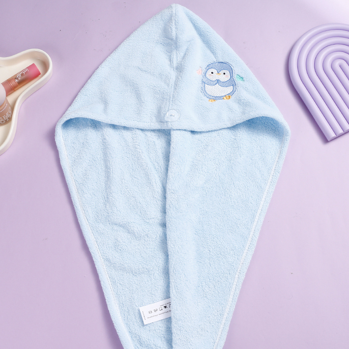 Dessert Series Embroidered Comfortable Hair Dryer Cap (Blue)