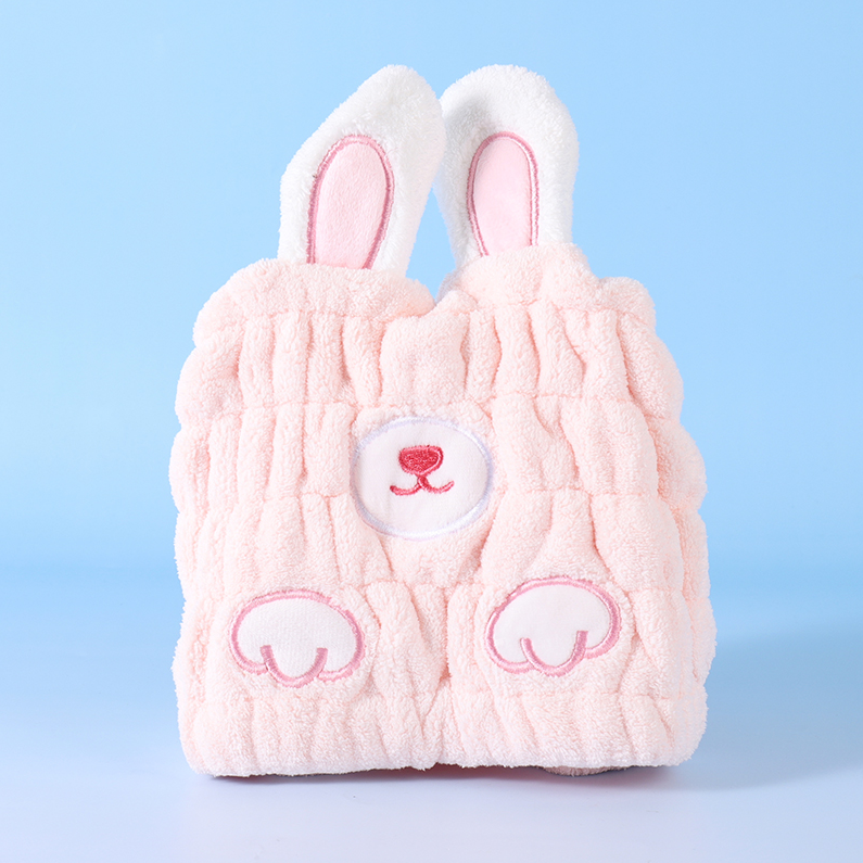 Cute Bunny Hair-Drying Cap for Kids (Pink)