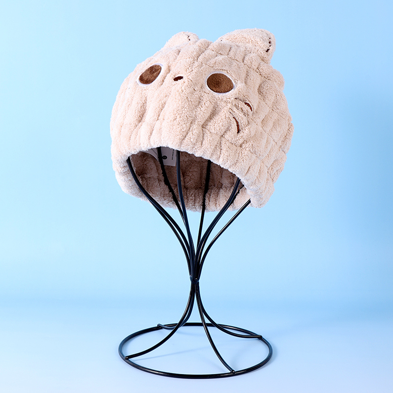 Cute Kitten Hair-Drying Cap for Kids (Coffee)