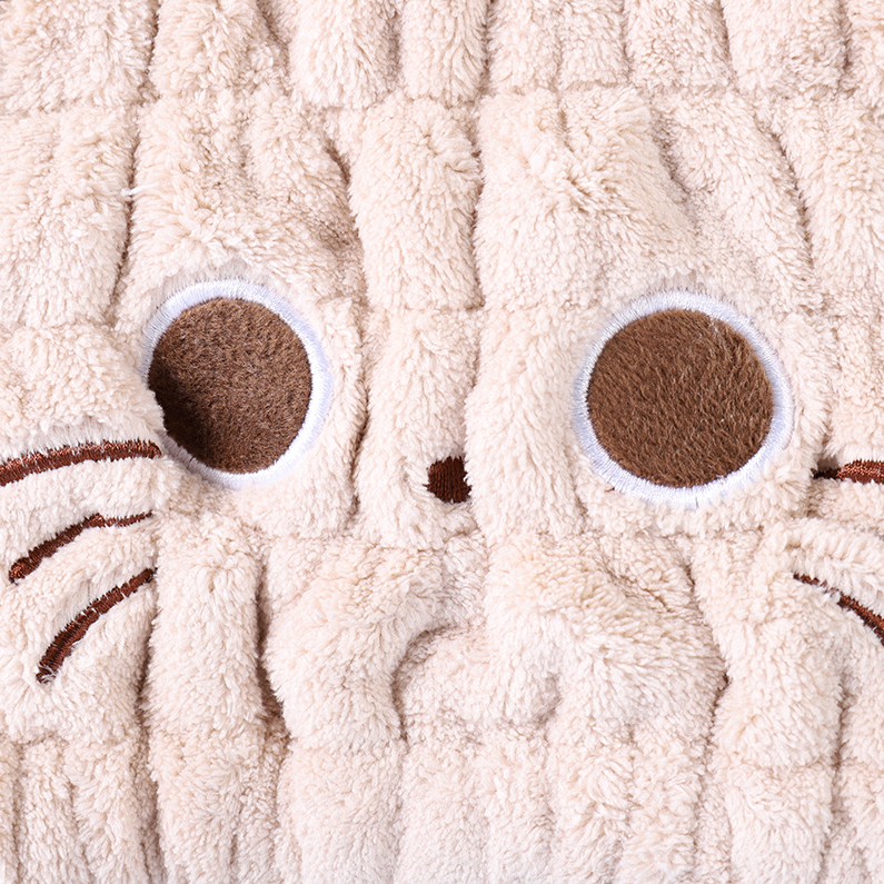 Cute Kitten Hair-Drying Cap for Kids (Coffee)