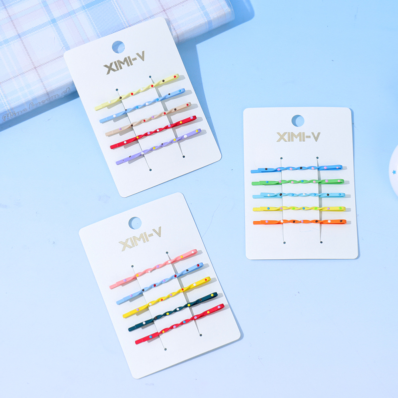 Polka Dot Spiral Colorful Basic Hairpins 5PCS