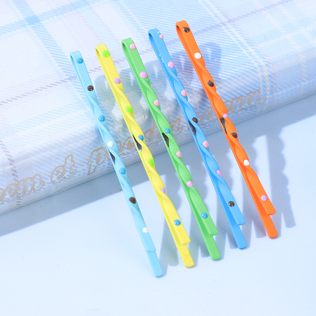 Polka Dot Spiral Colorful Basic Hairpins 5PCS