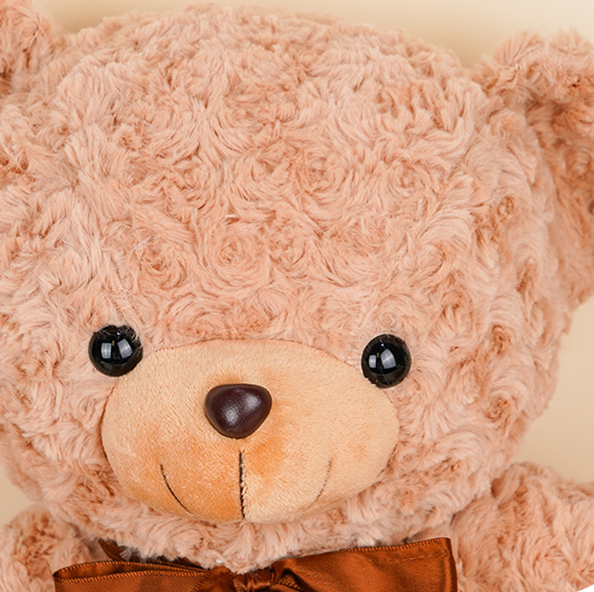 Ribbon Rose Velvet Bear Stuffed Doll (M) (45cm) (Brown)