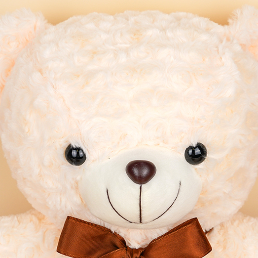 Ribbon Rose Velvet Bear Stuffed Doll (M) (45cm) (White)