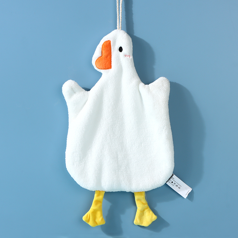 Lovely Goose Coral Fleece Hand Towel (White)