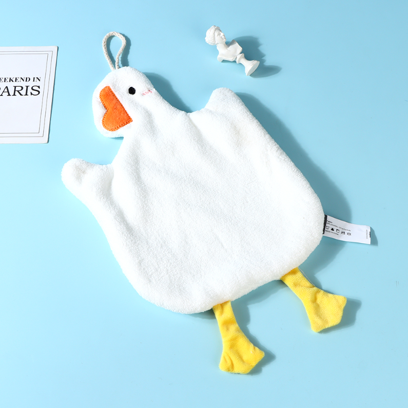 Lovely Goose Coral Fleece Hand Towel (White)